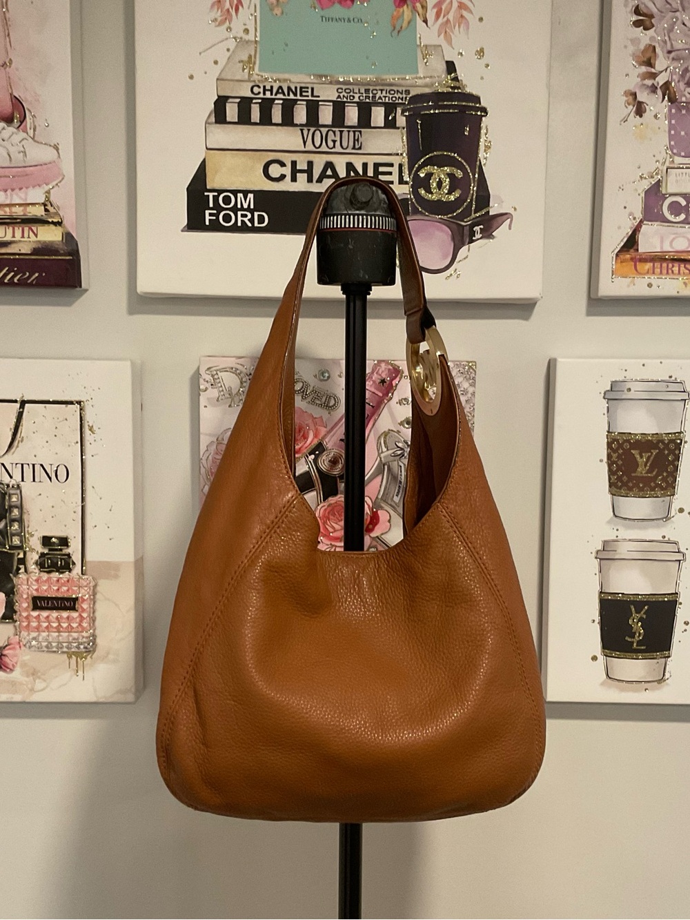 EUC MK Leather Hobo Bag - Cognac Brown CLL100